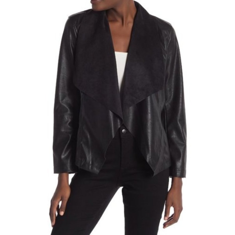 NWT Tahari Faux Leather Moto Waterfall Jacket